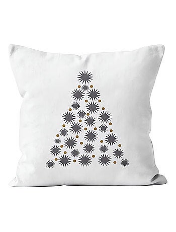 Coussin brodé pur coton 45x45 cm SAPIN, par Soleil d'Ocre