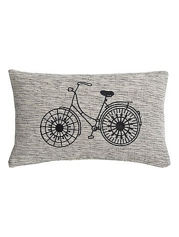 Coussin broderie vélo AFRICA noir 30x50