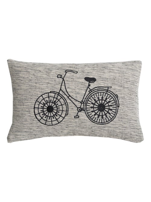 Coussin broderie vélo AFRICA noir 30x50 - Kiabi