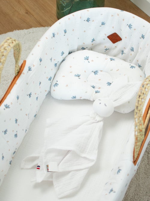 Coussin cale-tête ergonomique en gaze de coton, Bleuet SEVIRA KIDS - Kiabi