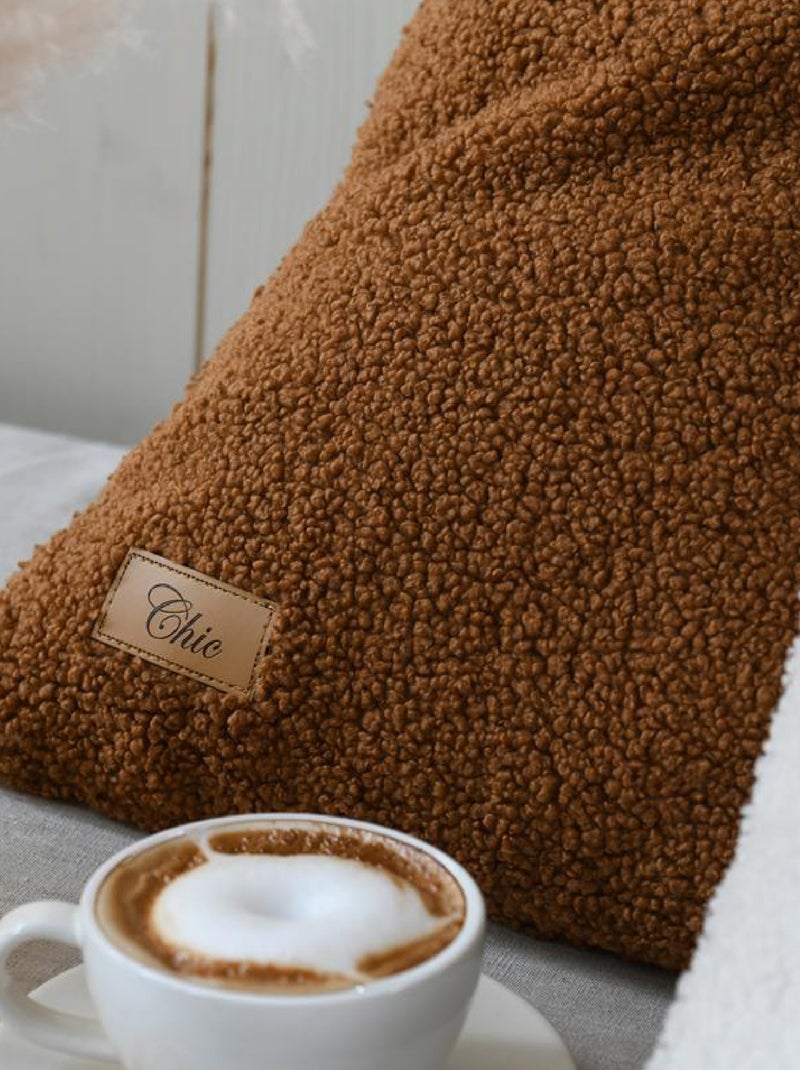 Coussin carré  - Effet bouclette Marron foncé - Kiabi