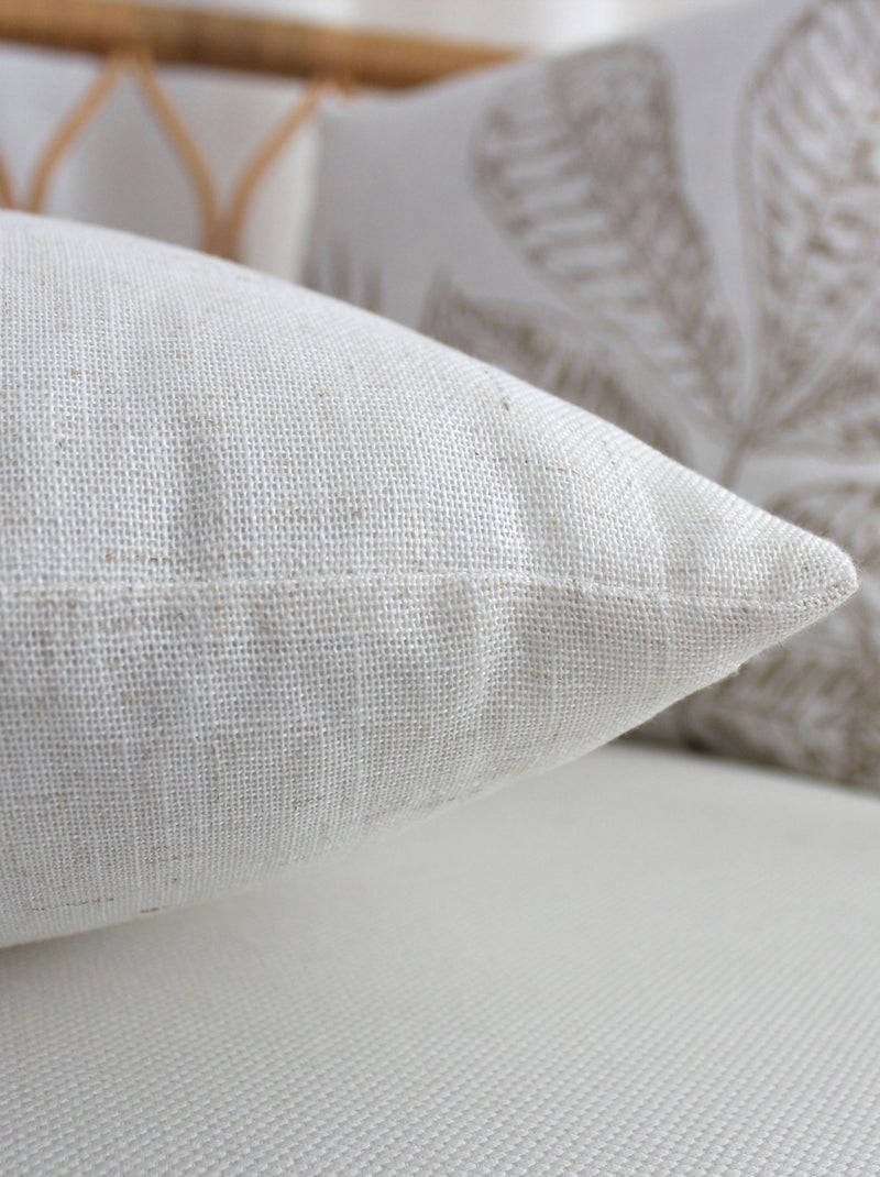 Coussin carré  - Effet lin Blanc - Kiabi