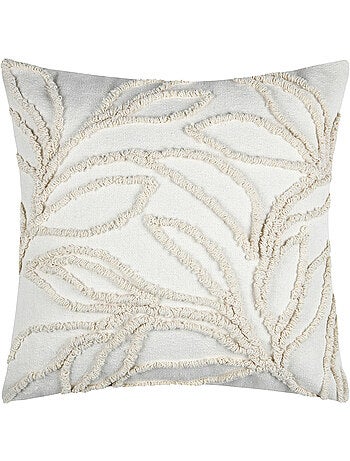 Coussin carré - Effet matière brodé de feuilles