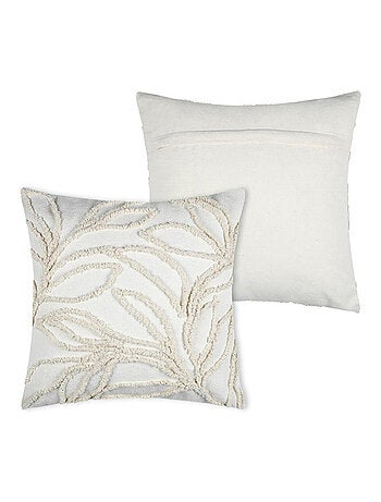 Coussin carré - Effet matière brodé de feuilles