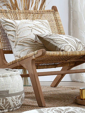 Coussin carré - Effet matière brodé de feuilles