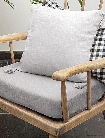 Coussin carré 40x40 cm Gaze de coton avec pompons