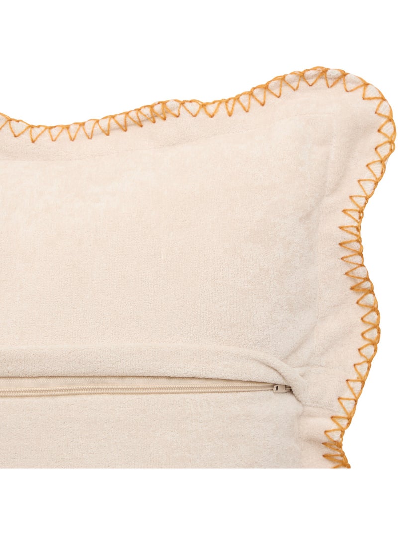 Coussin carré à bords festonnés et coutures apparentes automne Ivoire - Kiabi