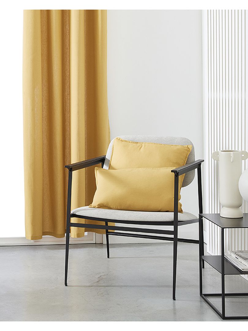 Coussin carré en coton Jaune - Kiabi