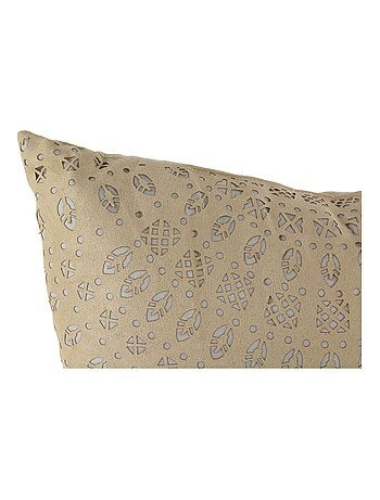 Coussin carré en suédine effet ajouré HOME