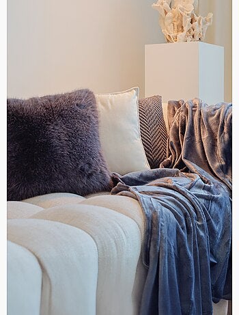 Coussin carré en velours avec passepoil - AFIBEL