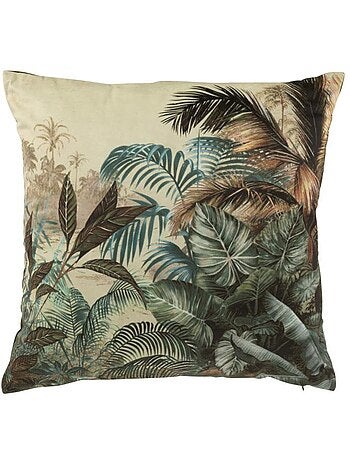 Coussin carré en velours imprimé jungle - AFIBEL
