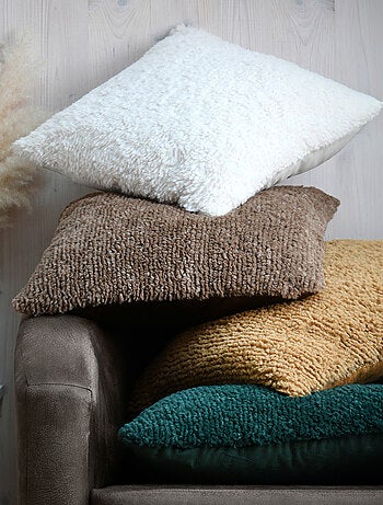 Coussin carré imitation fourrure avec recto velours