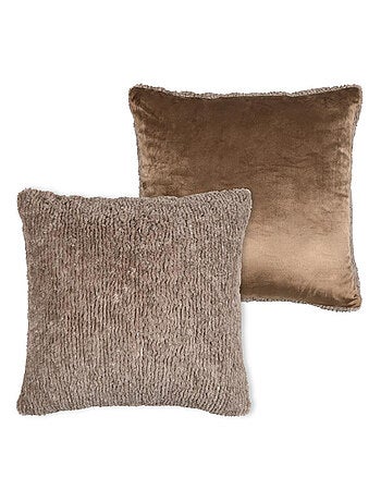 Coussin carré imitation fourrure avec recto velours