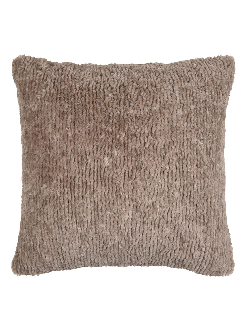 Coussin carré imitation fourrure avec recto velours Taupe - Kiabi
