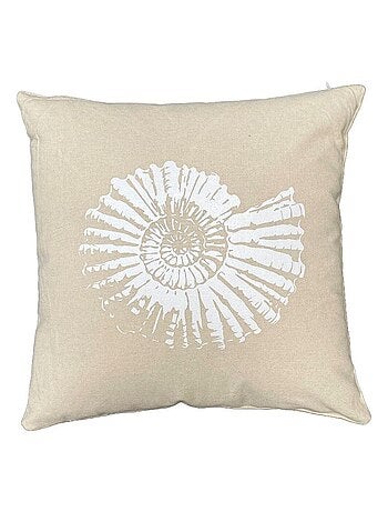 Coussin carré imprimé coton BEACH HOUSE COQUILLAGE