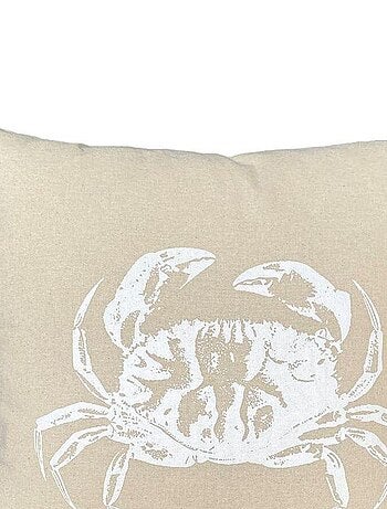 Coussin carré imprimé coton BEACH HOUSE CRABE