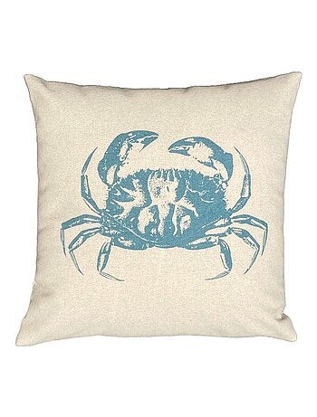 Coussin carré imprimé coton BEACH HOUSE CRABE