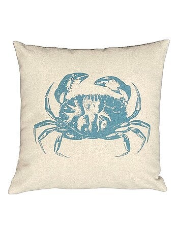 Coussin carré imprimé coton BEACH HOUSE CRABE