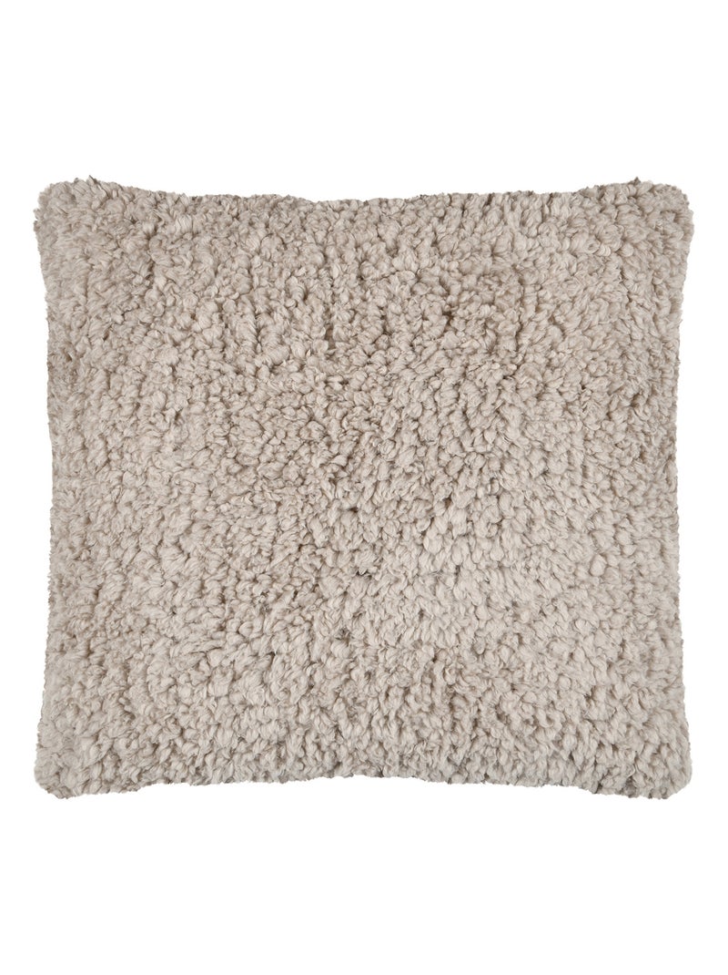 Coussin carré moelleux fausse fourrure Taupe - Kiabi