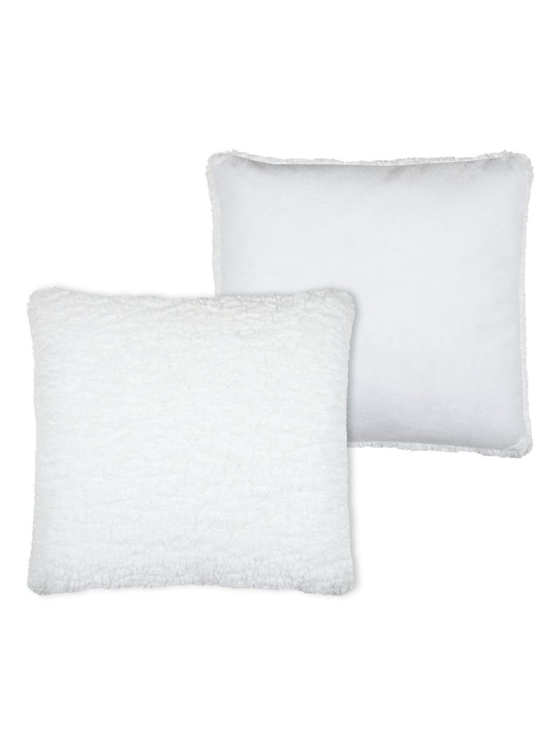 Coussin carré moelleux imitation fourrure Blanc - Kiabi