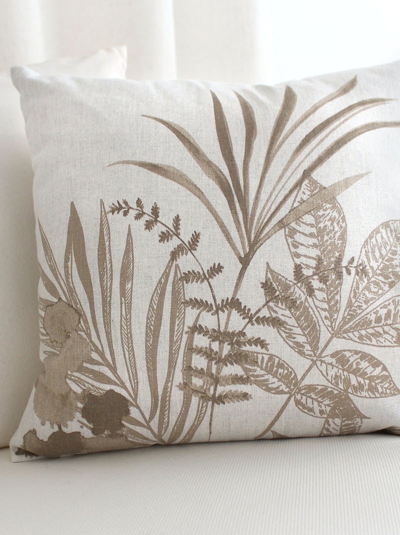 Coussin carré motif nature Ecru - Kiabi