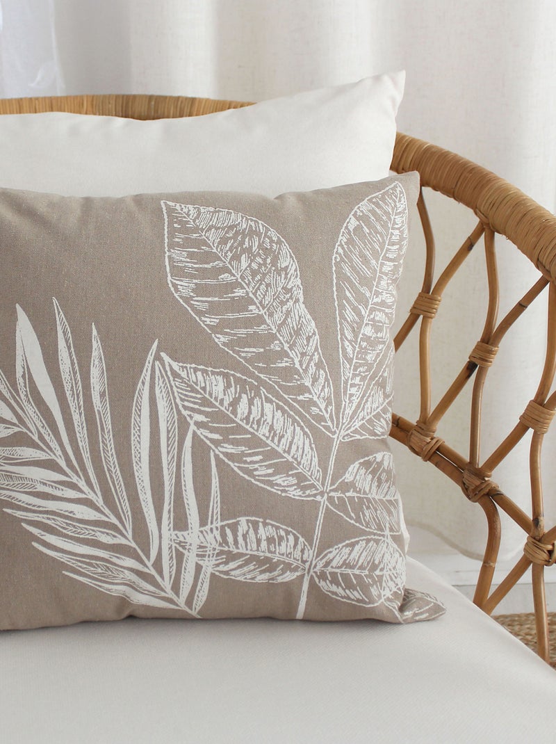 Coussin carré motif nature épuré Beige coquille - Kiabi
