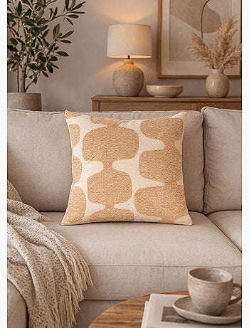 Coussin carré, motif organique velours - Afibel