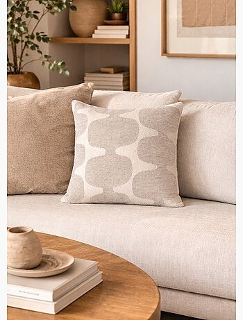 Coussin carré, motif organique velours - Afibel