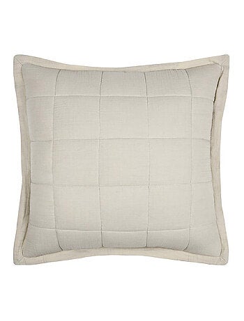 Coussin carré uni en gaze de coton surpiquée