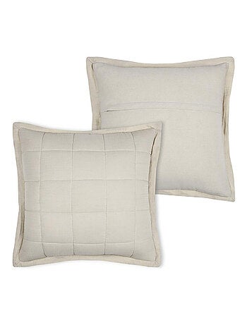 Coussin carré uni en gaze de coton surpiquée
