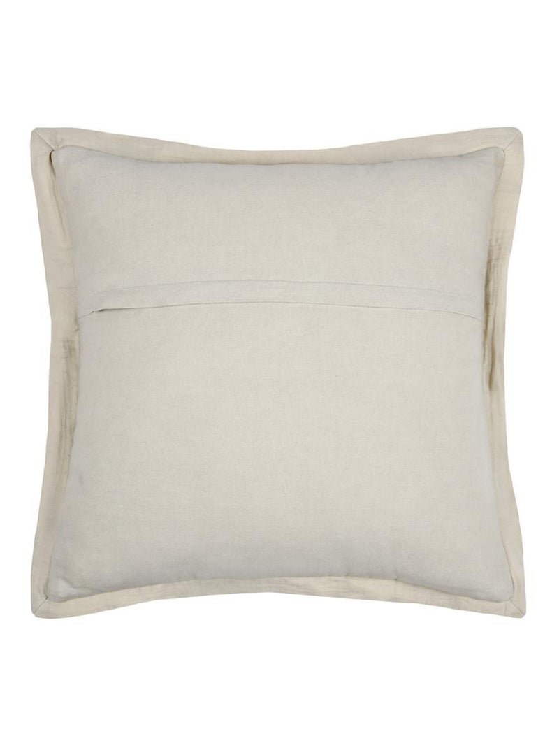 Coussin carré uni en gaze de coton surpiquée Beige coquille - Kiabi