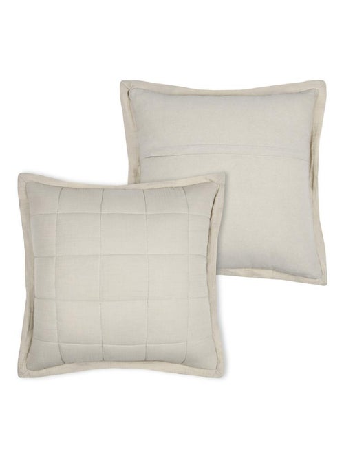 Coussin carré uni en gaze de coton surpiquée - Kiabi Coussin carré uni en gaze de coton surpiquée - Kiabi