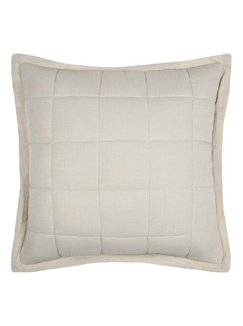 Coussin carré uni en gaze de coton surpiquée - Kiabi
