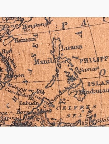 Coussin carte du monde beige et gris 45cm