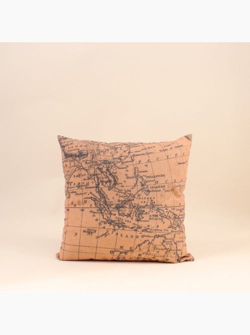 Coussin carte du monde beige et gris 45cm - Kiabi