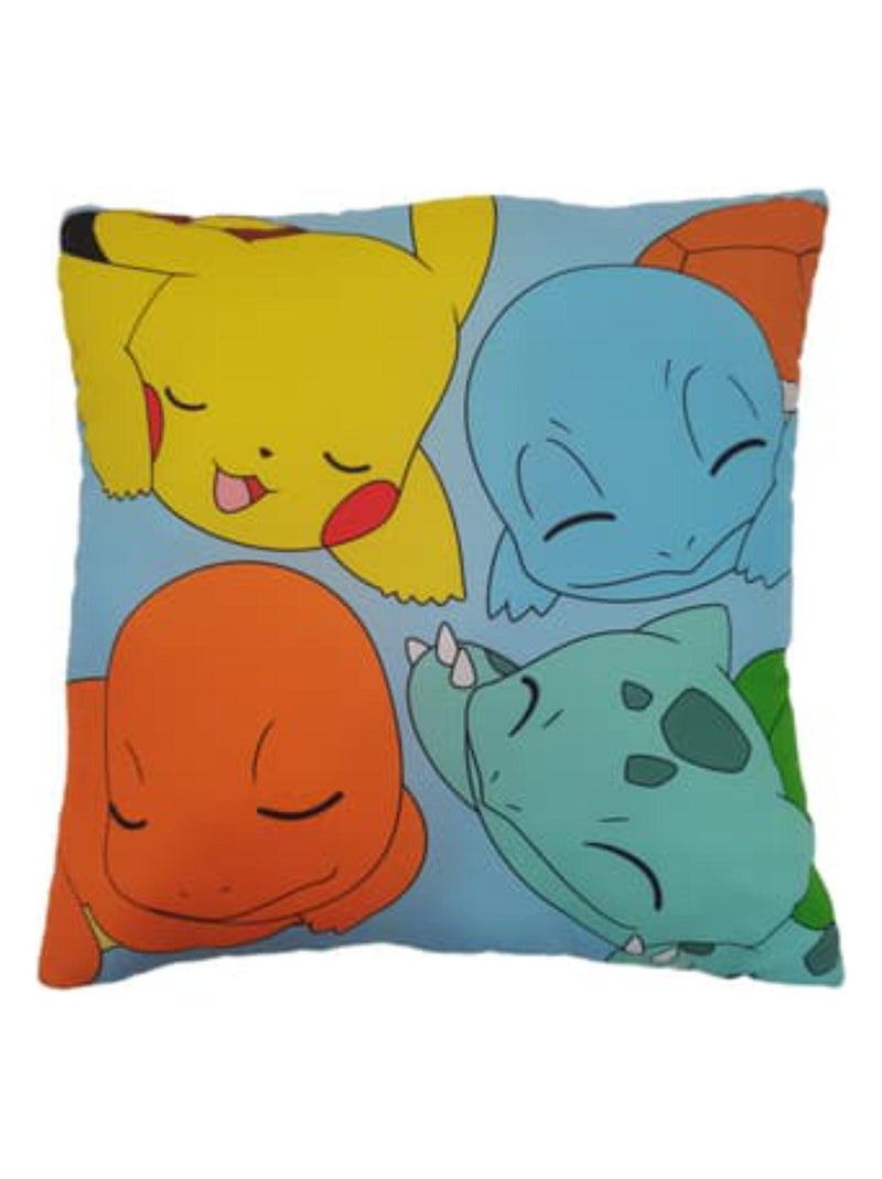 Coussin Chambre Enfant Pikachu, Carapuce, Salameche et Bulbizzare Bleu - Kiabi