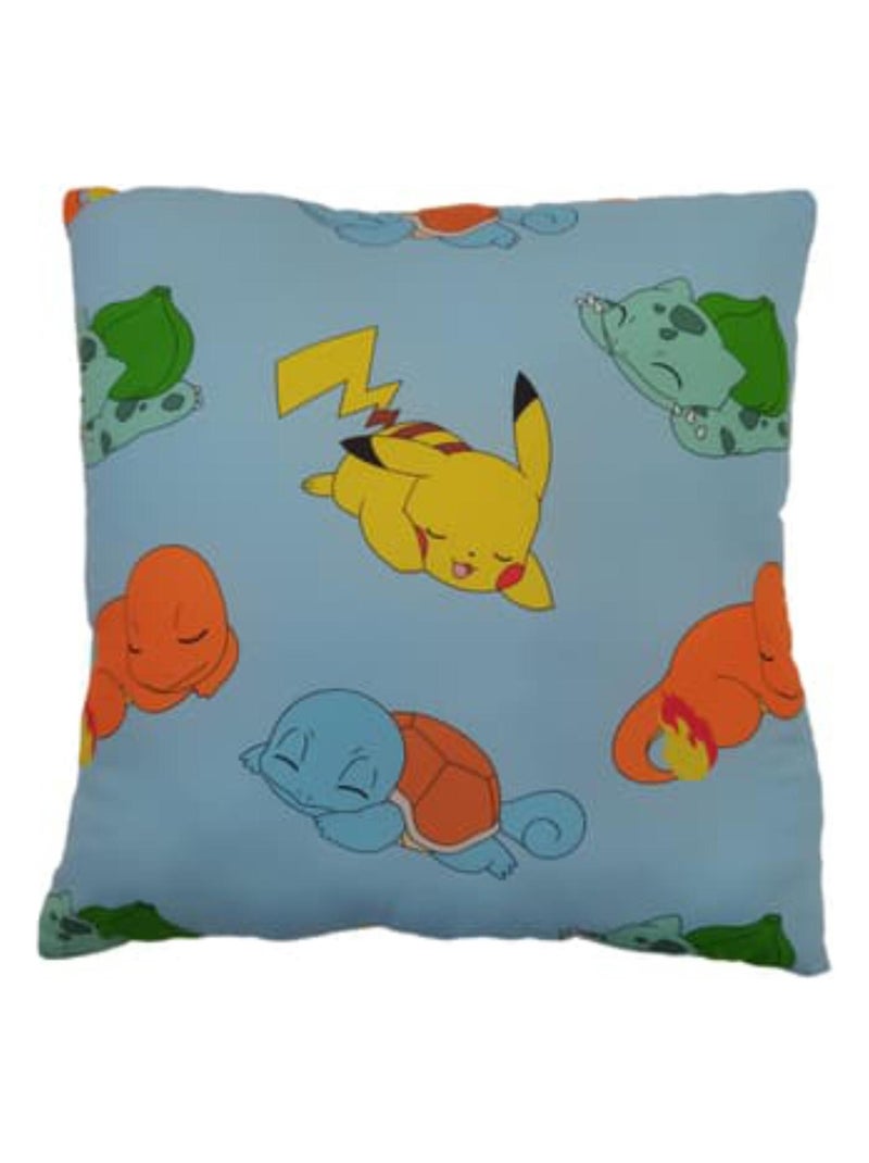 Coussin Chambre Enfant Pikachu, Carapuce, Salameche et Bulbizzare Bleu - Kiabi