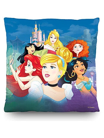 Coussin Château et Princesses 2 faces Disney 40x40 cm