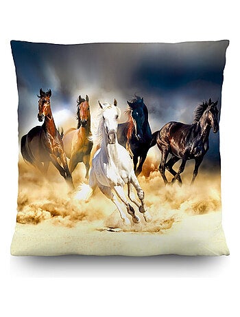 Coussin chevaux qui courent - 45 cm x 45 cm