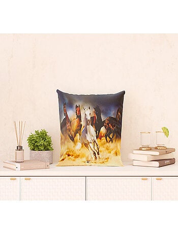 Coussin chevaux qui courent - 45 cm x 45 cm