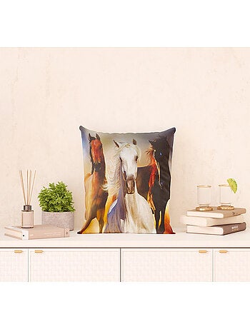 Coussin chevaux qui courent - 45 cm x 45 cm