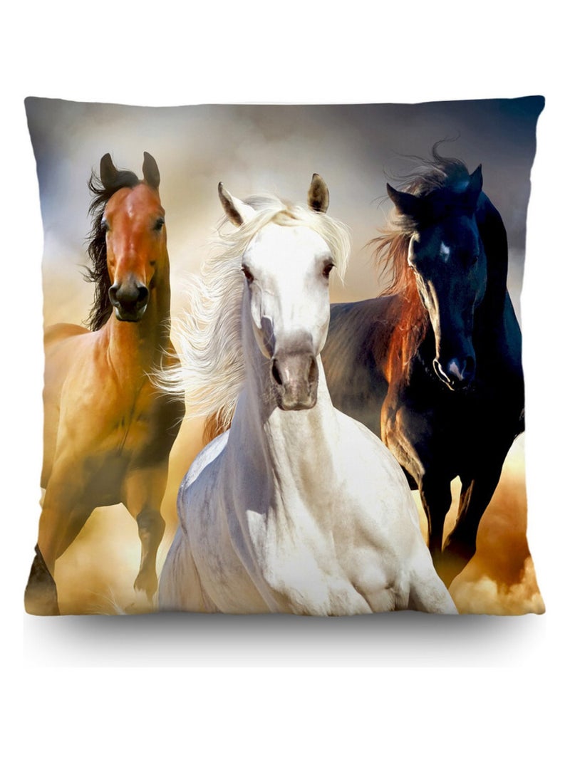 Coussin chevaux qui courent - 45 cm x 45 cm Multicolore - Kiabi