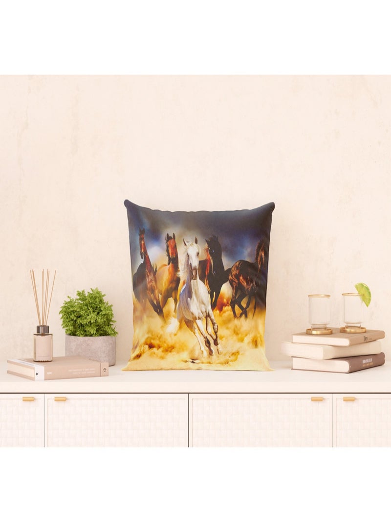 Coussin chevaux qui courent - 45 cm x 45 cm Multicolore - Kiabi