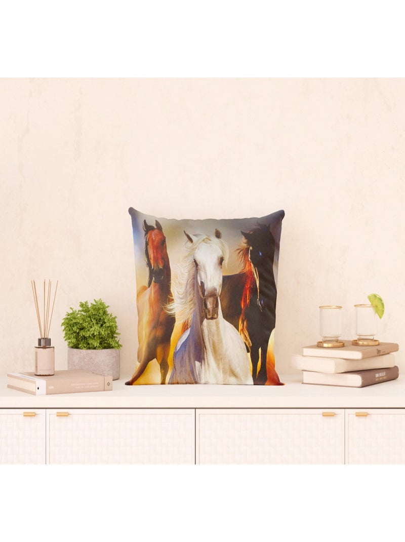 Coussin chevaux qui courent - 45 cm x 45 cm Multicolore - Kiabi