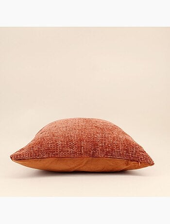 Coussin chiné en velours orange 45x45cm