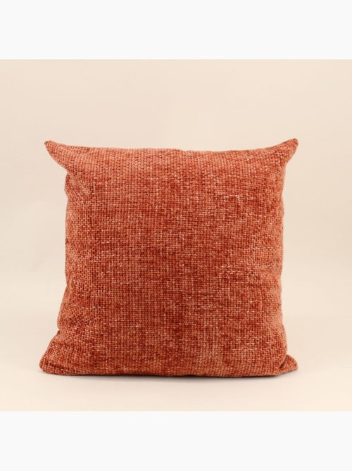 Coussin chiné en velours orange 45x45cm - Kiabi