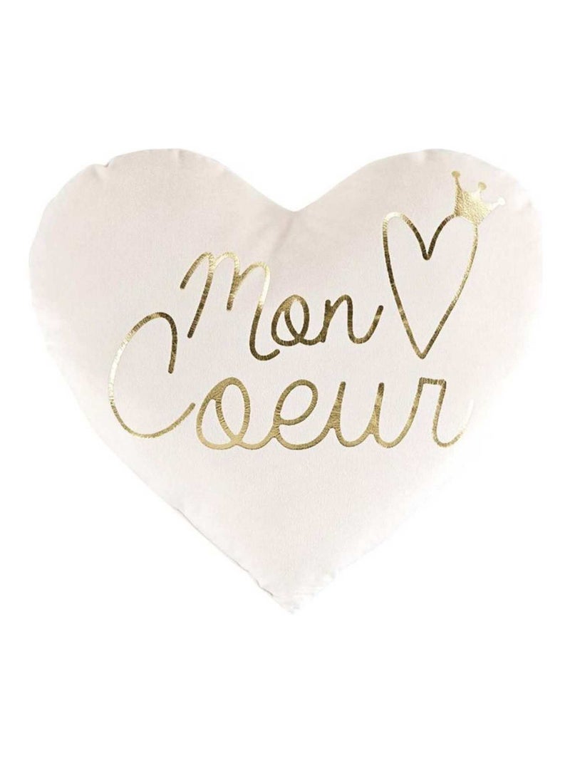 Coussin coeur 40x38 velours métallisé Little love Blanc - Kiabi