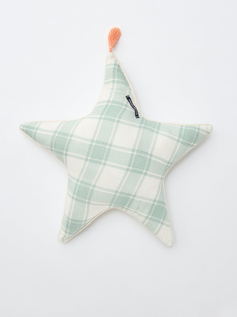 Coussin cœur en gaze de coton (50 x 45 cm) Vert - Kiabi