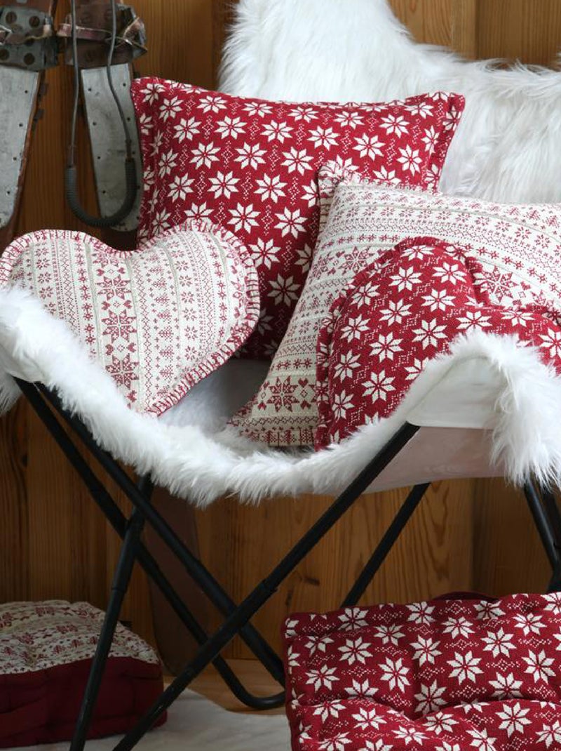 Coussin coeur esprit chalet traditionnel Rouge - Kiabi