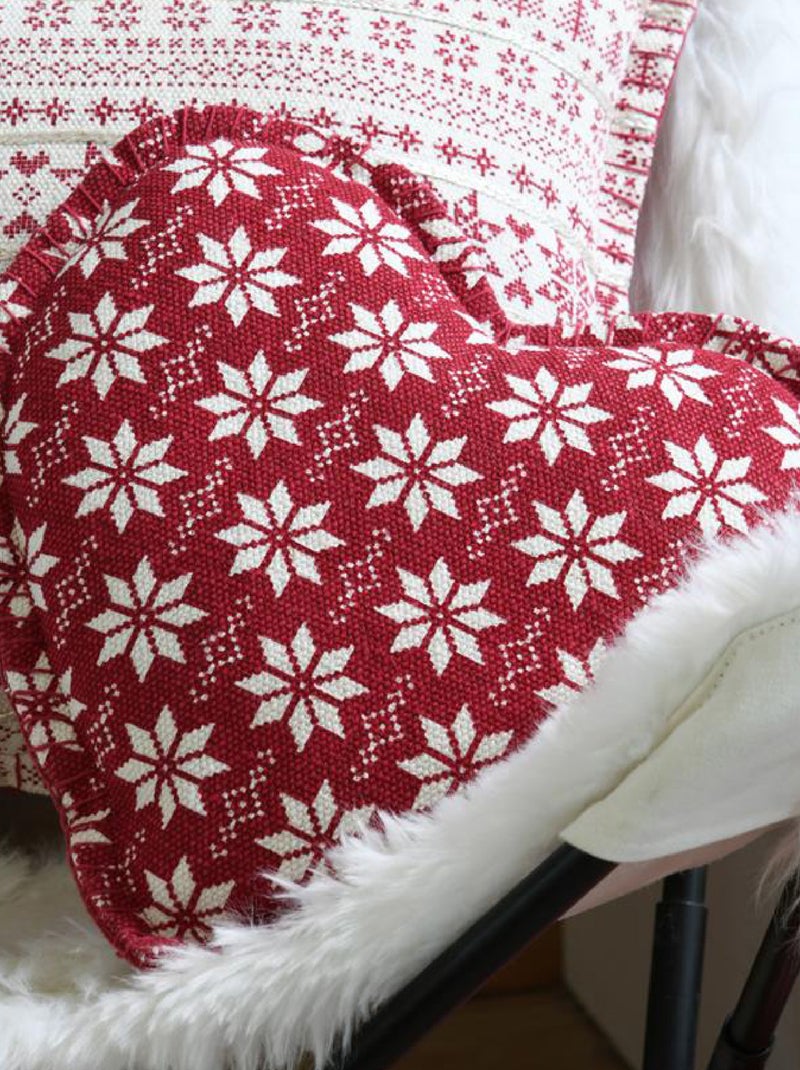 Coussin coeur esprit chalet traditionnel Rouge - Kiabi
